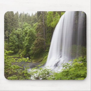 Blurred Waterfall and Forest View in Oregon Mouse Pad