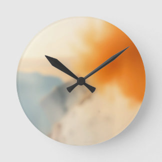 Blurry Art Neutral Warm Abstract Round Clock