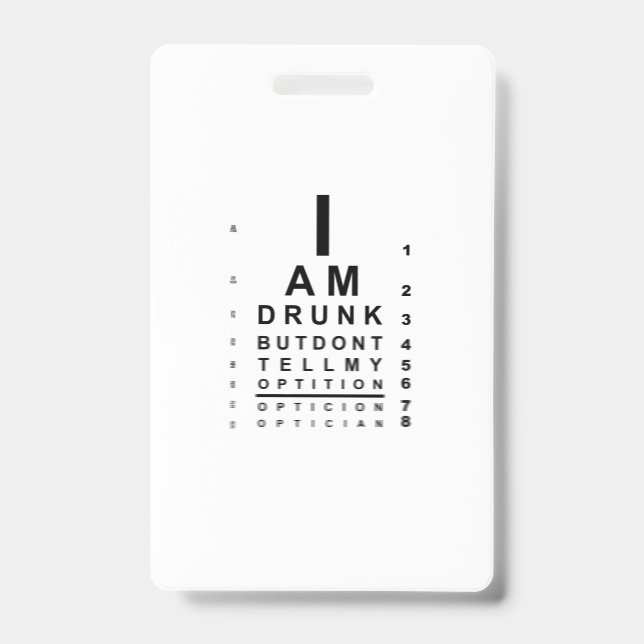 Blurry drunk eye chart ID badge (Front)