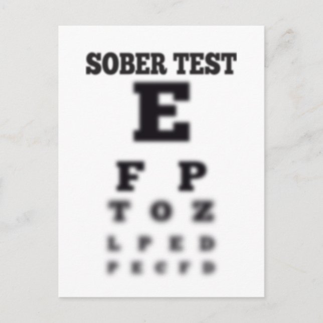 Blurry Eye Chart Drunk Test Sober Postcard (Front)