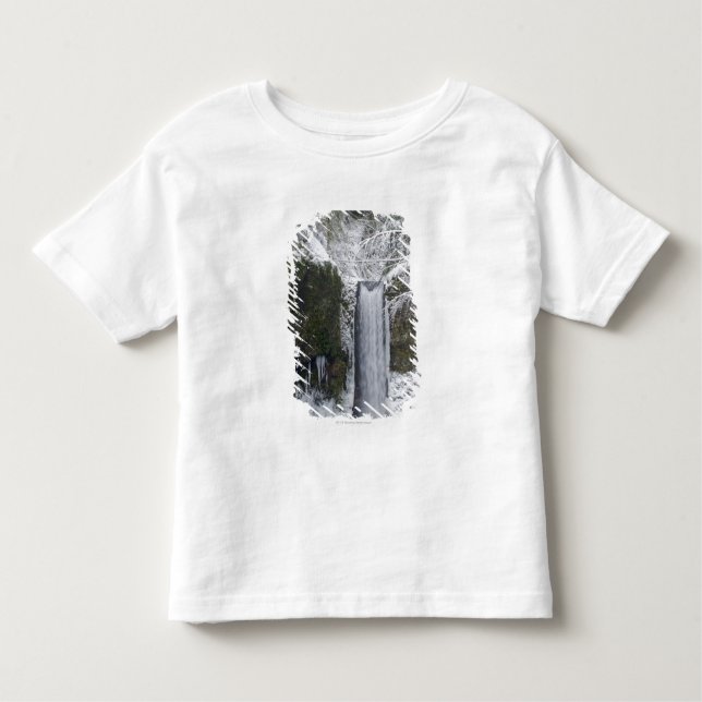 Blurry Waterfall Surrounded by a Snowy Forest Toddler T-Shirt (Front)
