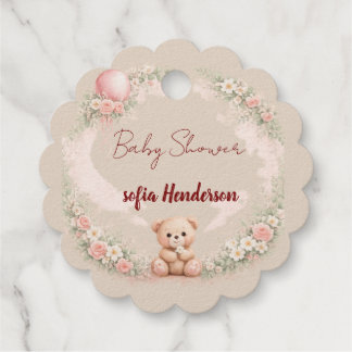 blus floral teddy bear pinkFoil Favor Tag