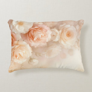 Blush 3 D Watercolor Roses Decorative Cushion
