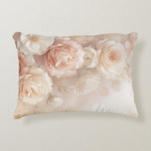 Blush 3 D Watercolor Roses Decorative Cushion