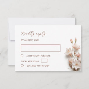 Blush 3D Boho FlowersWedding RSVP Card