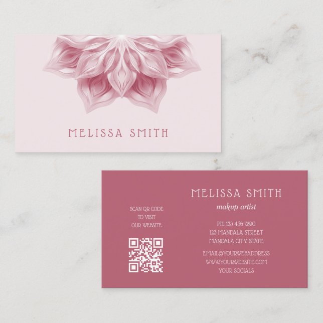 Blush 3D Mandala  Business Card (Front/Back)