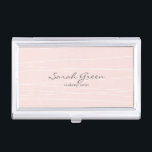 Blush Abstract | Monogram business card holder<br><div class="desc">Artistic stripes on a blush background with custom monogram in a combination of script and elegant sans serif font</div>