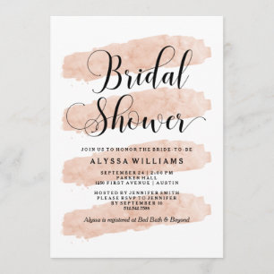 Blush Abstract Stripes   Watercolor Bridal Shower Invitation