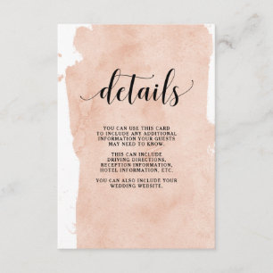 Blush Abstract Stripes   Wedding Guest Details Enclosure Card