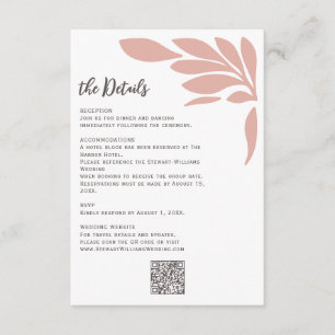 Blush Abstract Tropical Floral Leaf Wedding Enclosure Card