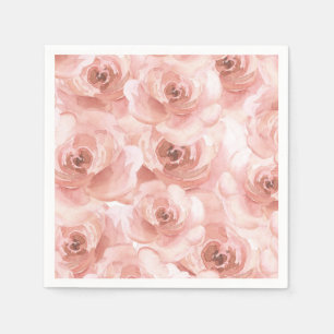 Blush Abstract Watercolor Rose Elegant Pretty Napkin