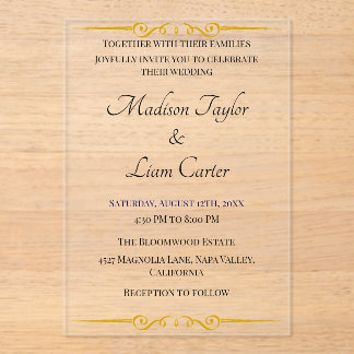 Blush Acrylic Wedding Invitation Simple