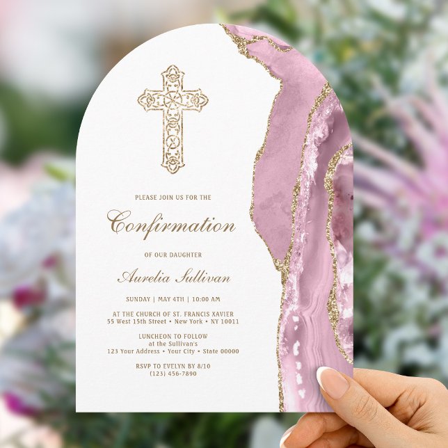 Blush Agate Confirmation Invitation (Creator Uploaded)