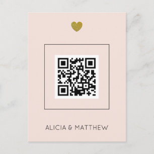 Blush All in One Wedding Invitation with QR Code   Postcard