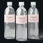 Blush and Black Elegant Script 40th Birthday Water Bottle Label<br><div class="desc">Create your own modern minimalist 50th birthday water bottle labels.
A classic elegant calligraphy paired with an all caps serif font.
Customise the classic pale blush pink background or black font styles to create your own for her special celebration.</div>