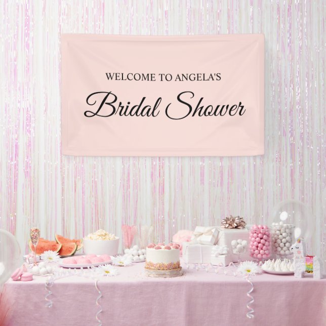 Blush and Black Elegant Script Bridal Shower Banner (Party)