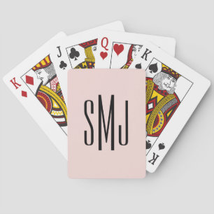 Blush and Black Three Letter Monogram Playing Cards