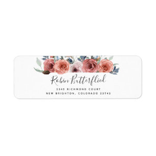 Blush and Blue Blissful Floral Return Address Label