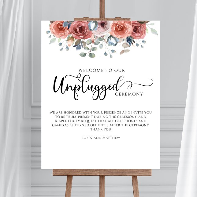 Blush and Blue Blissful, Unplugged Ceremony Sign (Creator Uploaded)