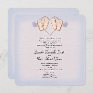 Blush and Blue Flip Flops Beach Wedding Invitation