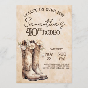 Blush and Boots 40th Rodeo Western Birthday Invitation
