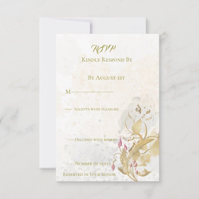  Blush and botanical gold Response Card (Front)