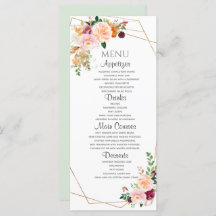 Blush And Burgundy Roses Flat Menu. 