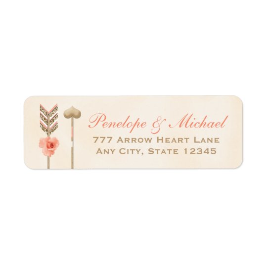 Blush and Burnished Gold Look Arrow Return Address Label
