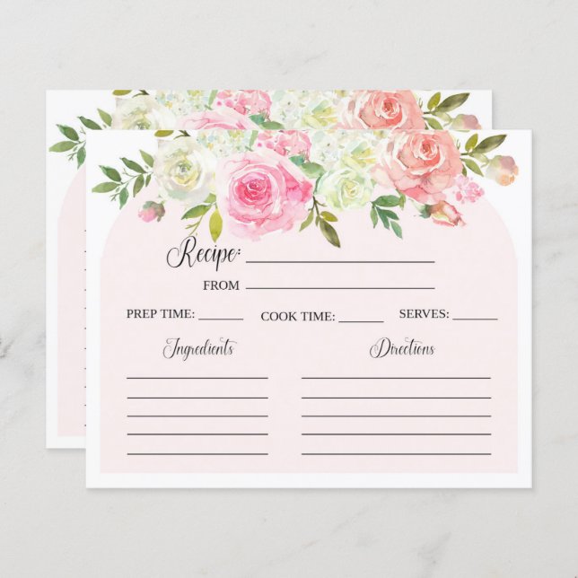 Blush and Cream Bridal Shower Recipe Card (Front/Back)