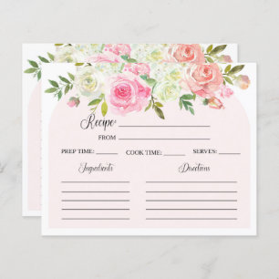 Blush and Cream Bridal Shower Recipe Card