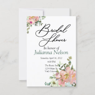 Blush and eggshell watercolor floral invitation