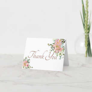 Blush and eggshell watercolor floral thank you car card