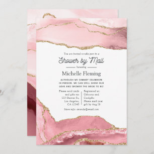 Blush and Gold Agate Bridal Shower by Mail Invitation