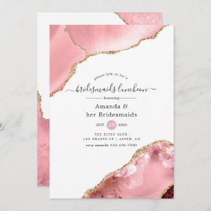 Blush and Gold Agate Bridesmaids Luncheon Invitation