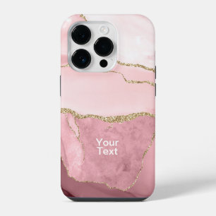 Blush and Gold Agate iPhone 14 Pro Case
