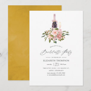 Blush and Gold Floral Bachelorette Party Invitation