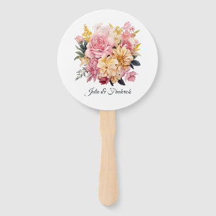 Blush and Gold Floral Wedding Hand Fan