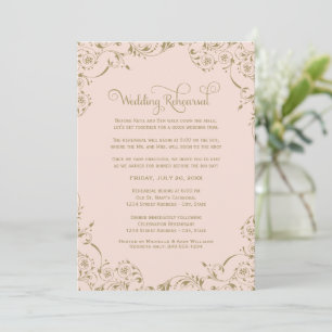Blush and Gold Flourish Wedding Rehearsal Invitation