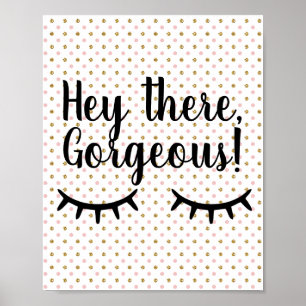 Blush and gold glitter polka dot poster