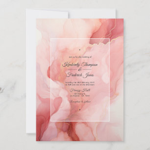 Blush and Gold Ink Wedding Invitation