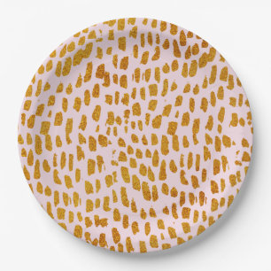 Blush and Gold Leopard Safari Theme Paper Plate