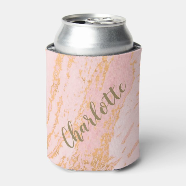 Blush and Gold Marble Pattern Personalised    Can Cooler (Can Front)