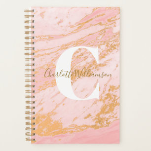 Blush and Gold Marble Personalised Office Undated Planner