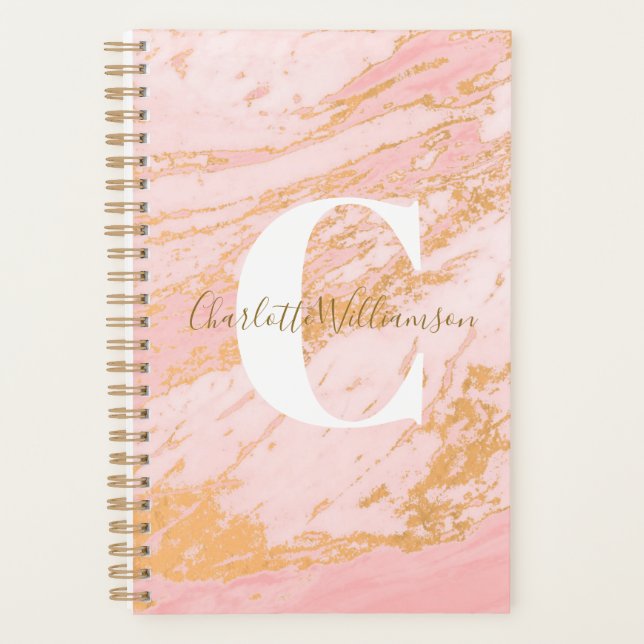 Blush and Gold Marble Personalised Office Undated Planner (Front)