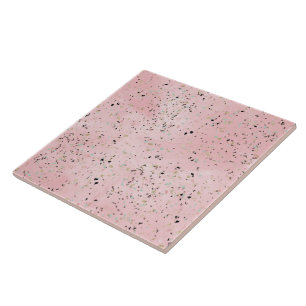 Blush and gold marble terrazzo design ceramic tile