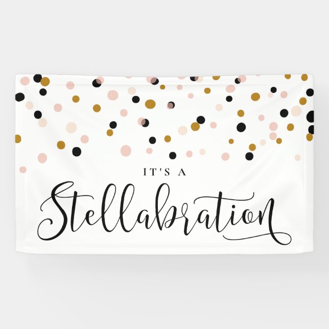 Blush and Gold Modern Confetti Dots Stellabration Banner (Horizontal)