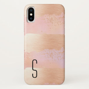 Blush and Gold Monogrammed iPhone X Case