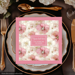 Blush and Gold Napkinс Personalised Elegant Table Napkin