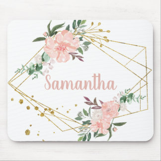Blush and Gold Personalized Mouse Pad