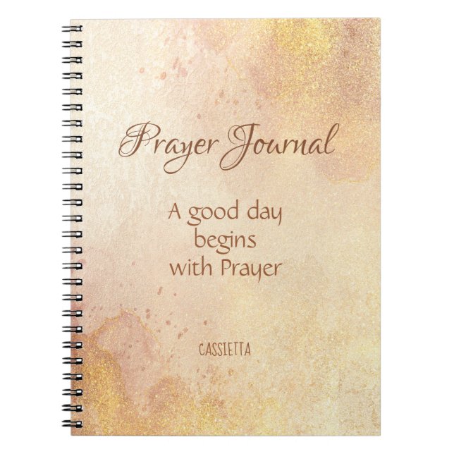 Blush and Gold Splashes Bible Personalised Prayer Notebook (Front)